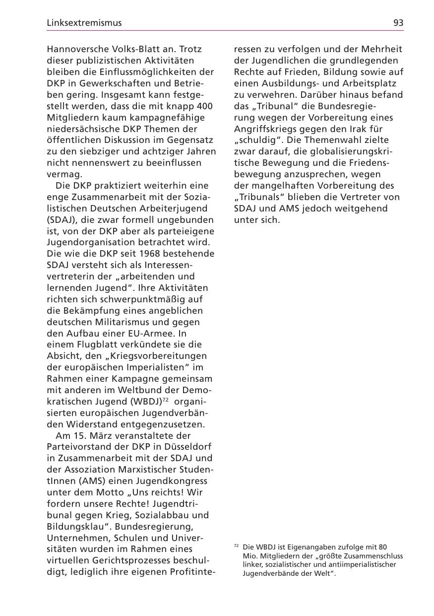 Seite 93 des Verfassungsschutzbericht 2003 Niedersachsen