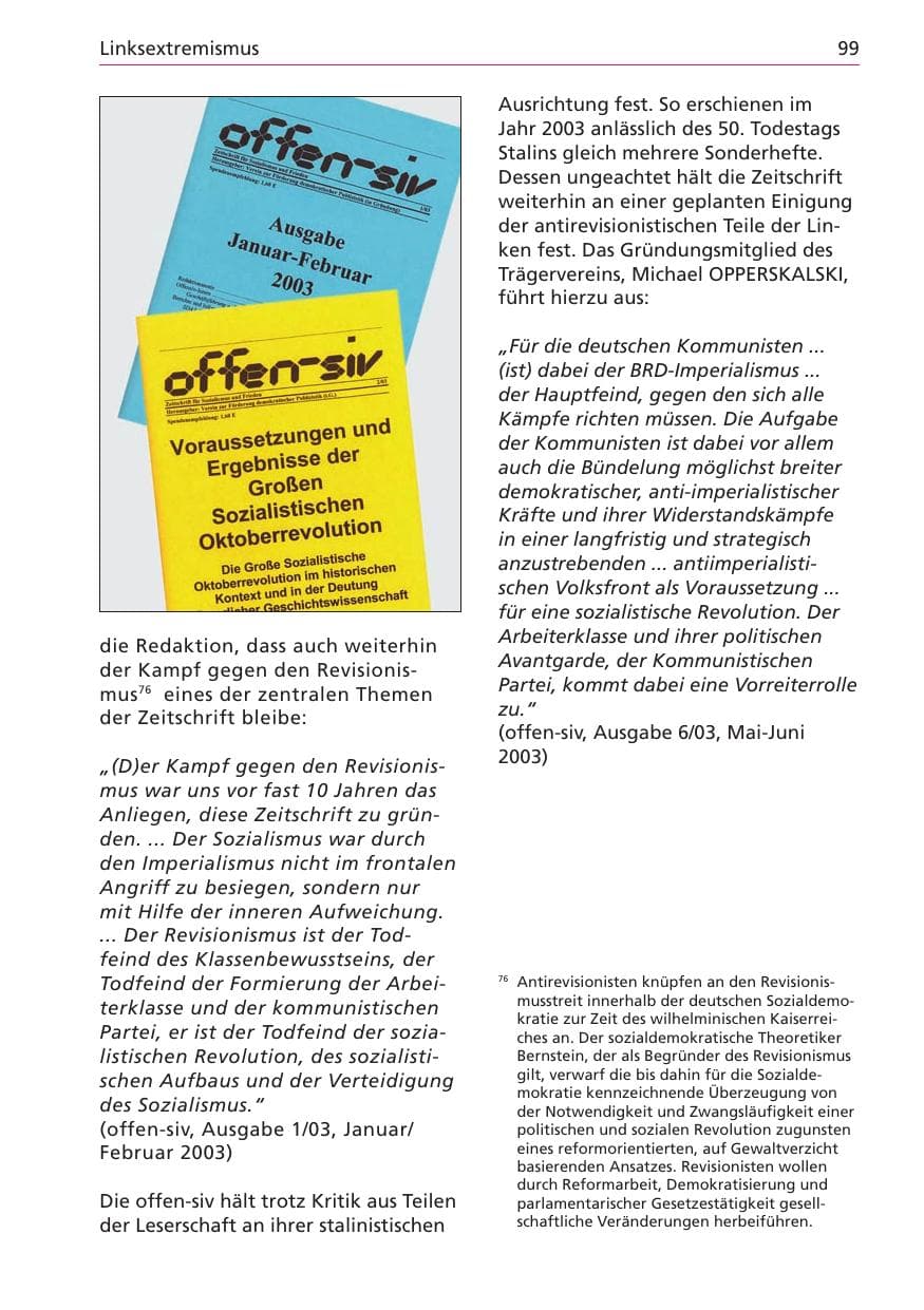 Seite 99 des Verfassungsschutzbericht 2003 Niedersachsen