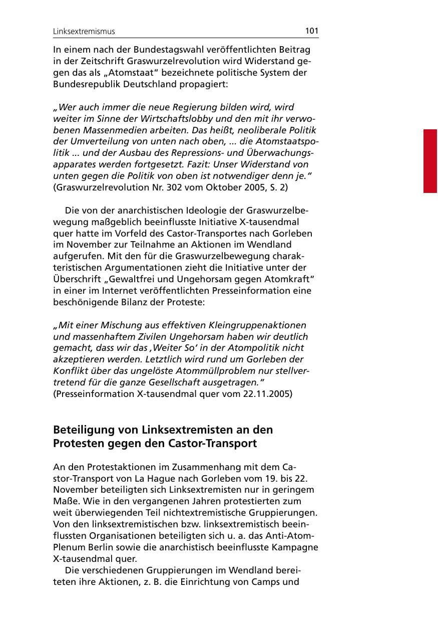 Seite 101 des Verfassungsschutzbericht 2005 Niedersachsen