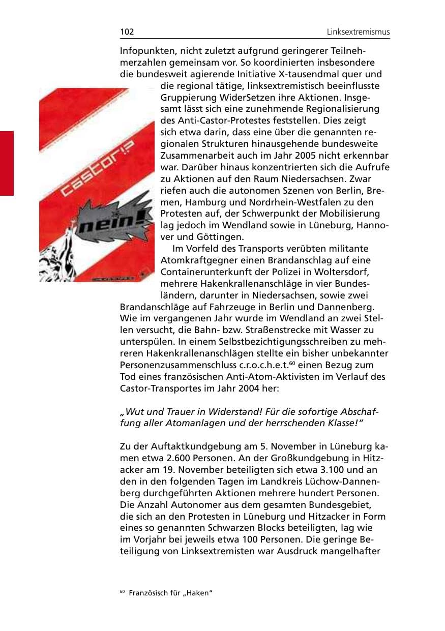 Seite 102 des Verfassungsschutzbericht 2005 Niedersachsen