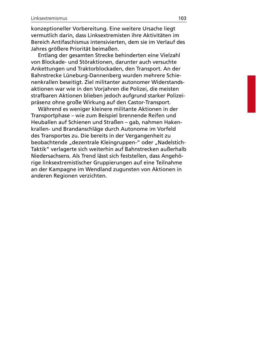 Seite 103 des Verfassungsschutzbericht 2005 Niedersachsen