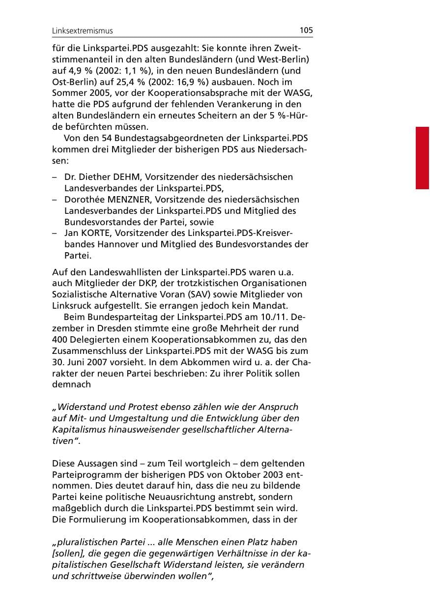 Seite 105 des Verfassungsschutzbericht 2005 Niedersachsen
