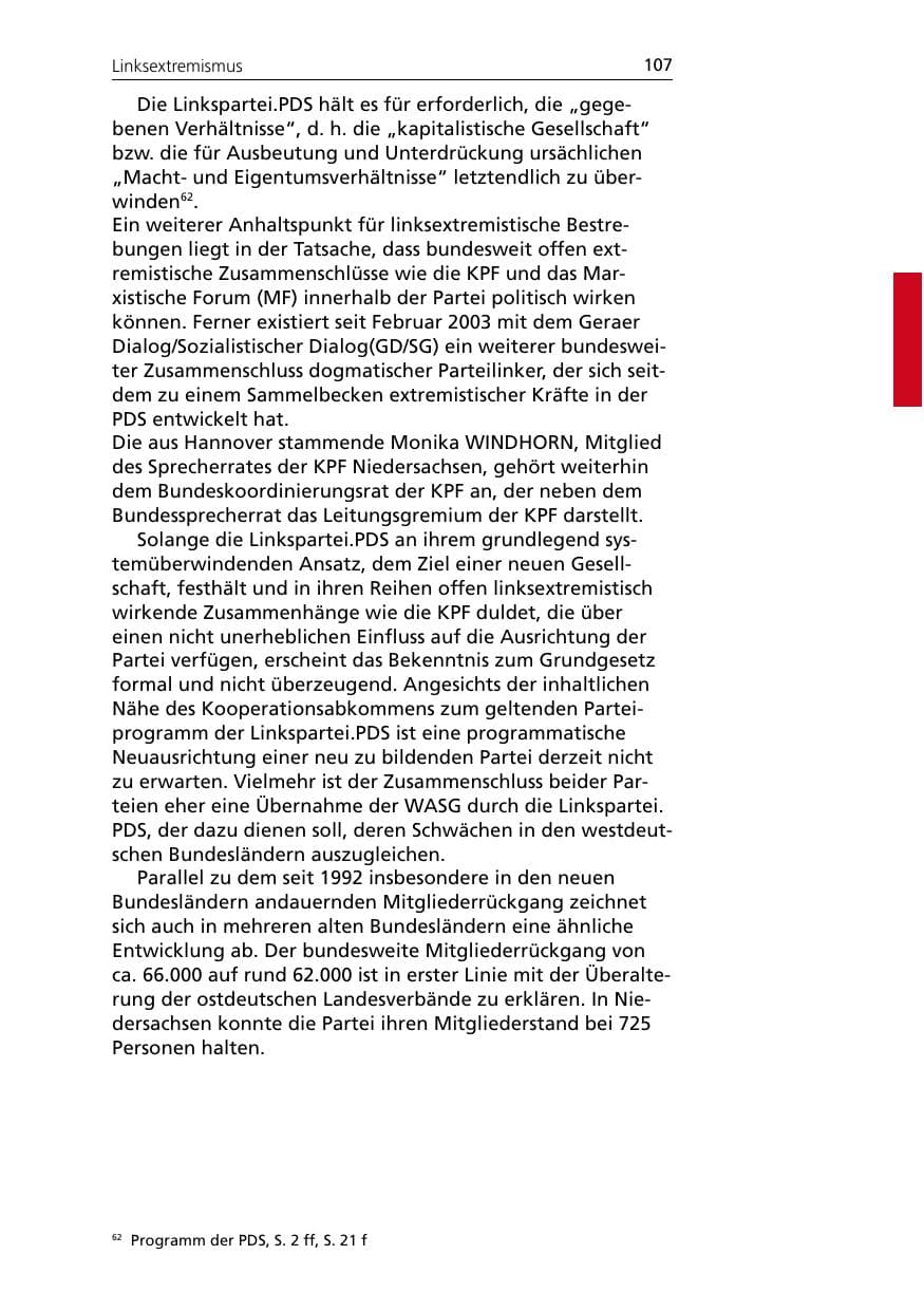 Seite 107 des Verfassungsschutzbericht 2005 Niedersachsen