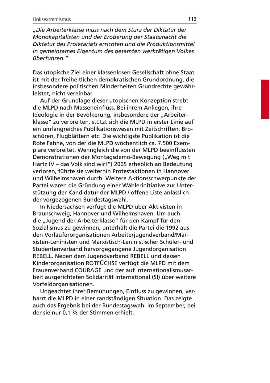 Seite 113 des Verfassungsschutzbericht 2005 Niedersachsen