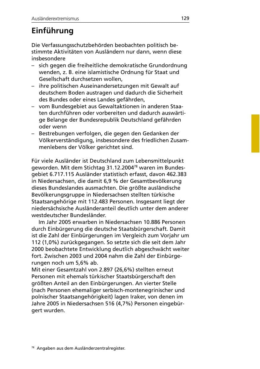 Seite 129 des Verfassungsschutzbericht 2005 Niedersachsen
