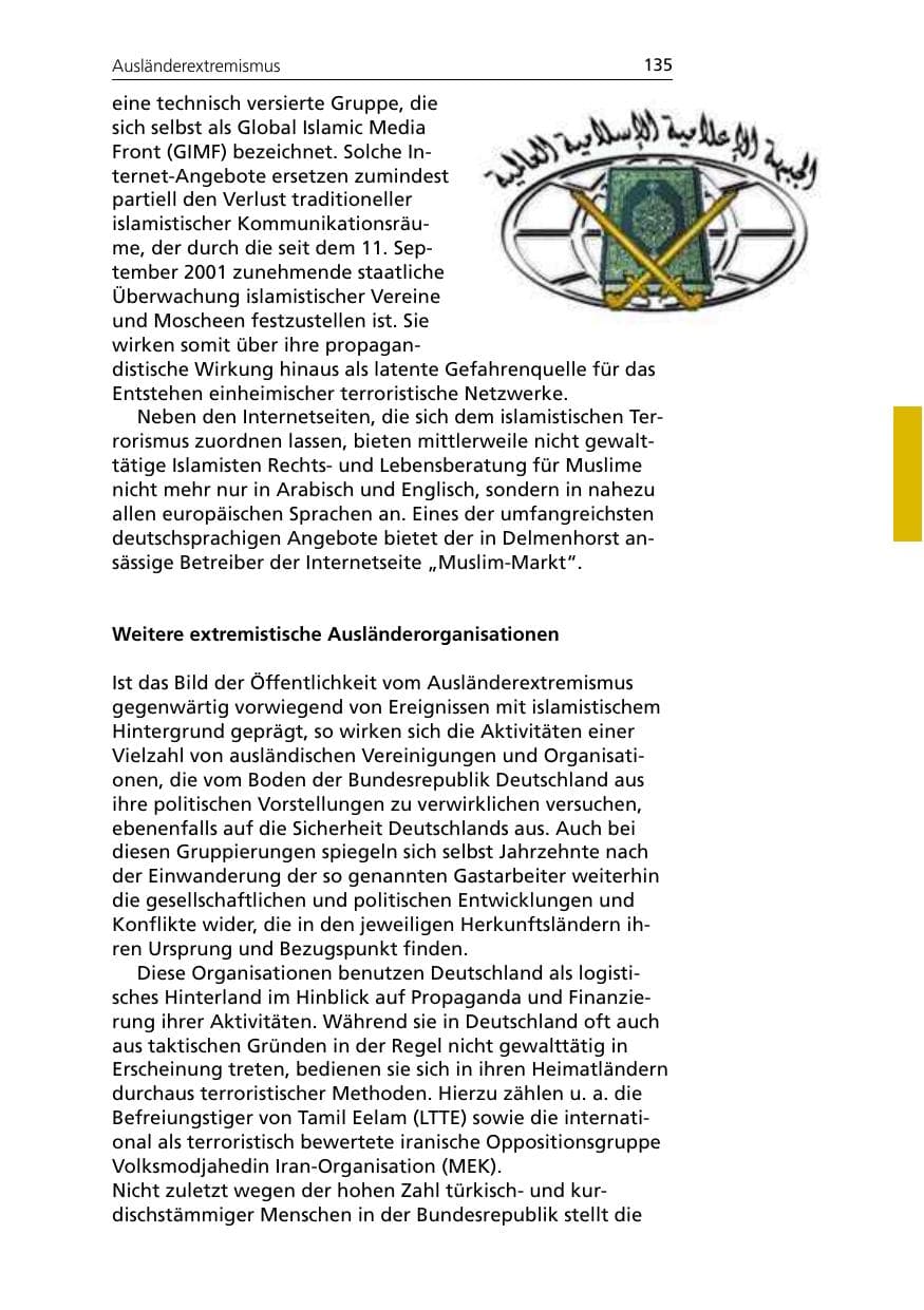 Seite 135 des Verfassungsschutzbericht 2005 Niedersachsen