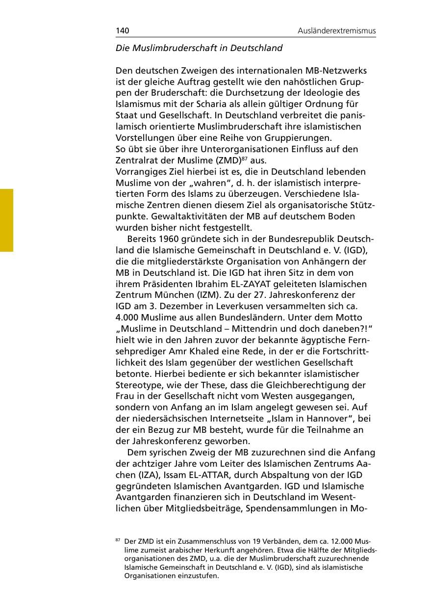Seite 140 des Verfassungsschutzbericht 2005 Niedersachsen
