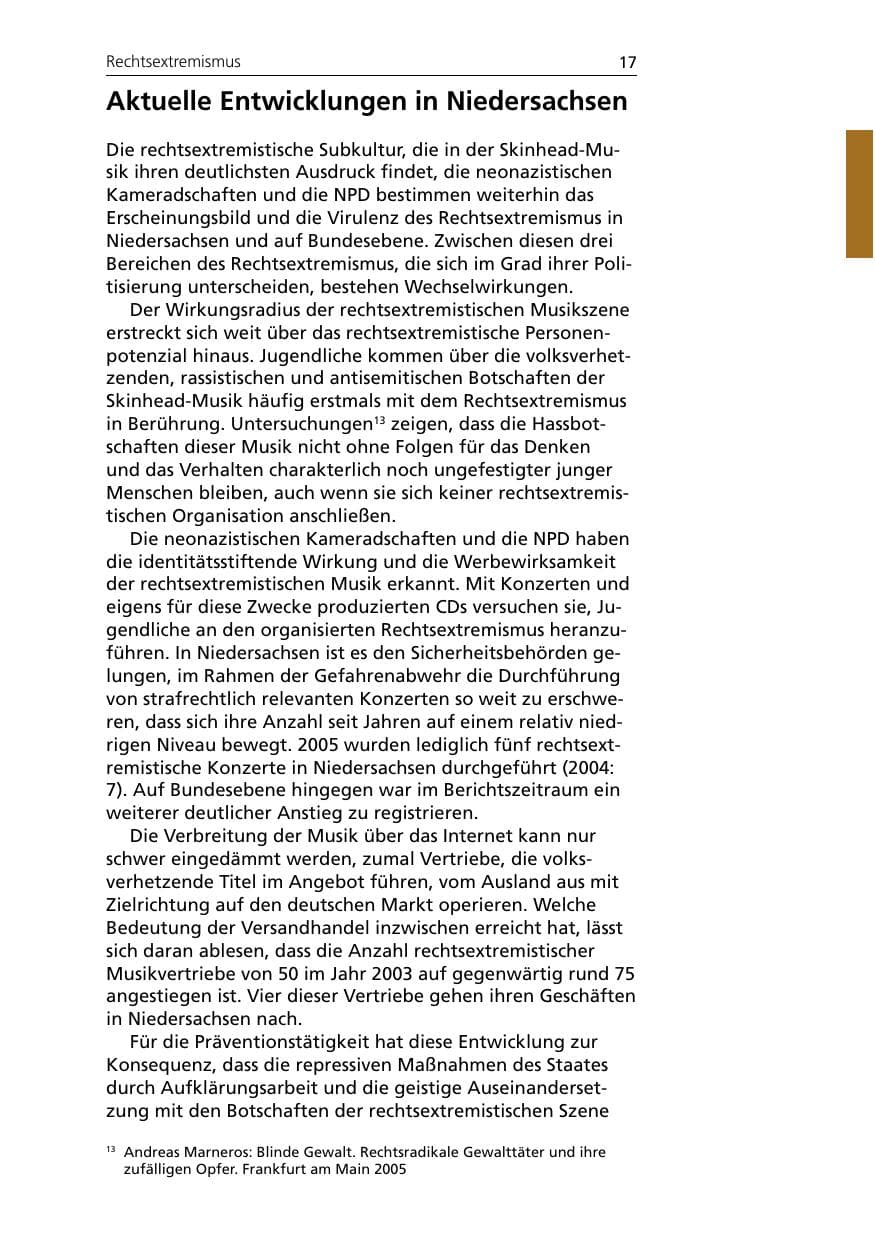 Seite 17 des Verfassungsschutzbericht 2005 Niedersachsen