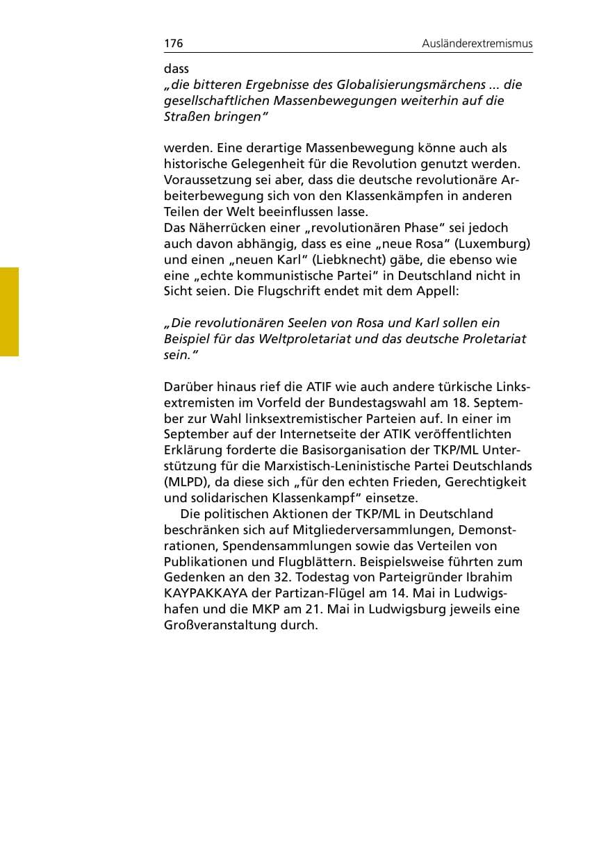 Seite 176 des Verfassungsschutzbericht 2005 Niedersachsen