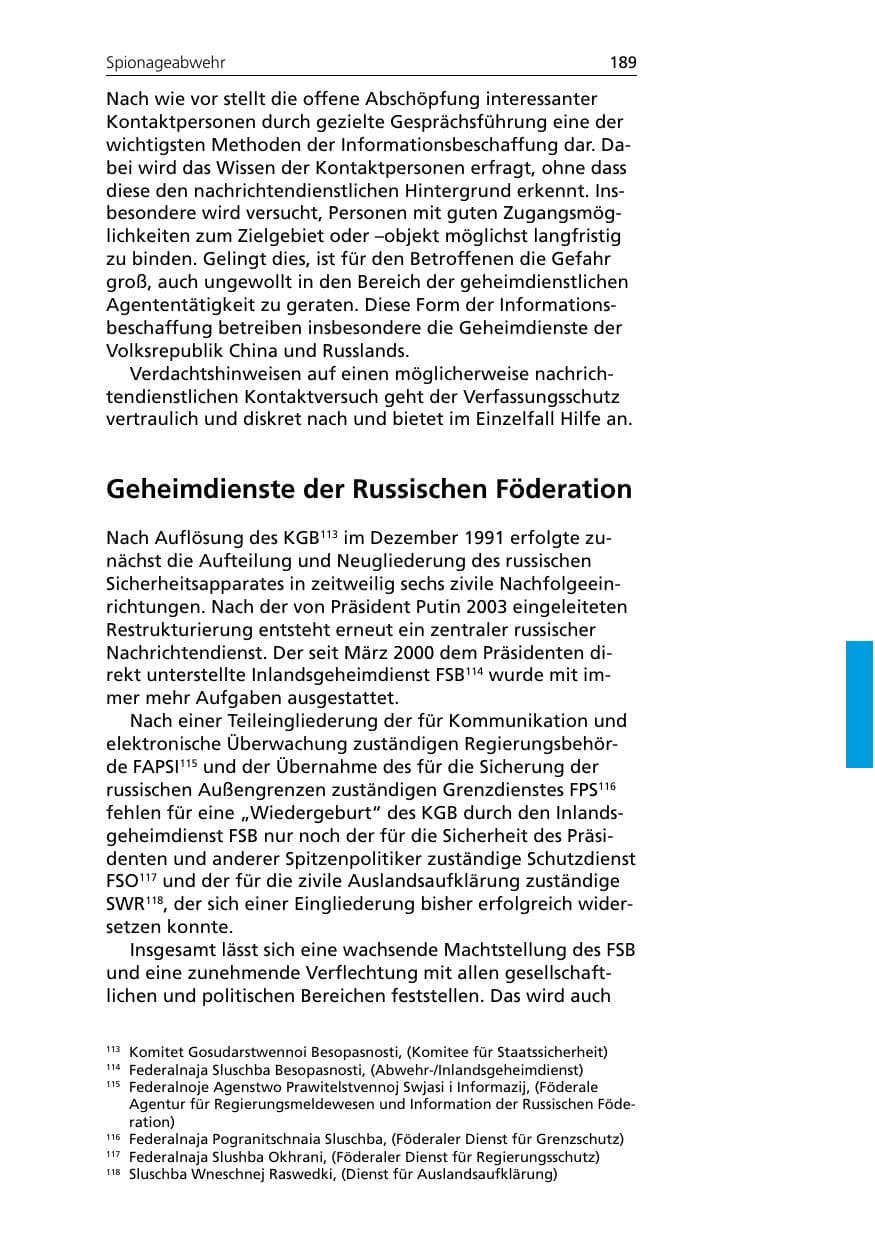 Seite 189 des Verfassungsschutzbericht 2005 Niedersachsen