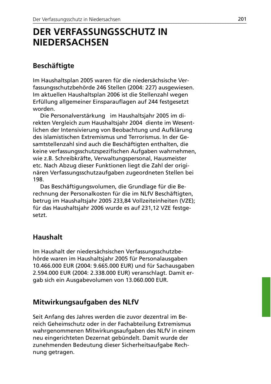 Seite 201 des Verfassungsschutzbericht 2005 Niedersachsen