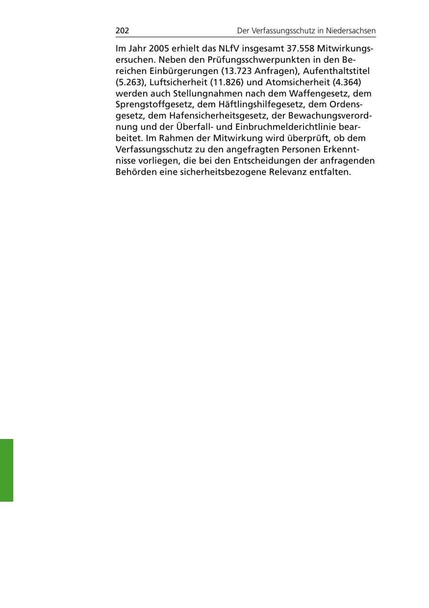 Seite 202 des Verfassungsschutzbericht 2005 Niedersachsen