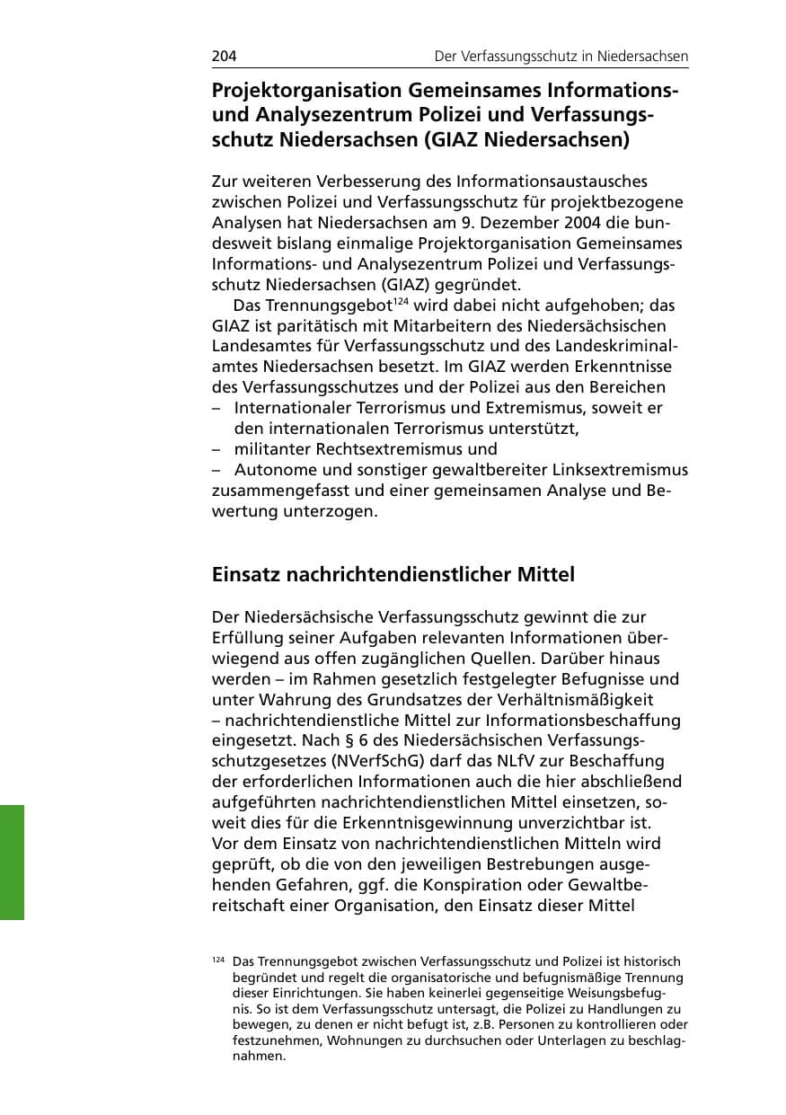 Seite 204 des Verfassungsschutzbericht 2005 Niedersachsen