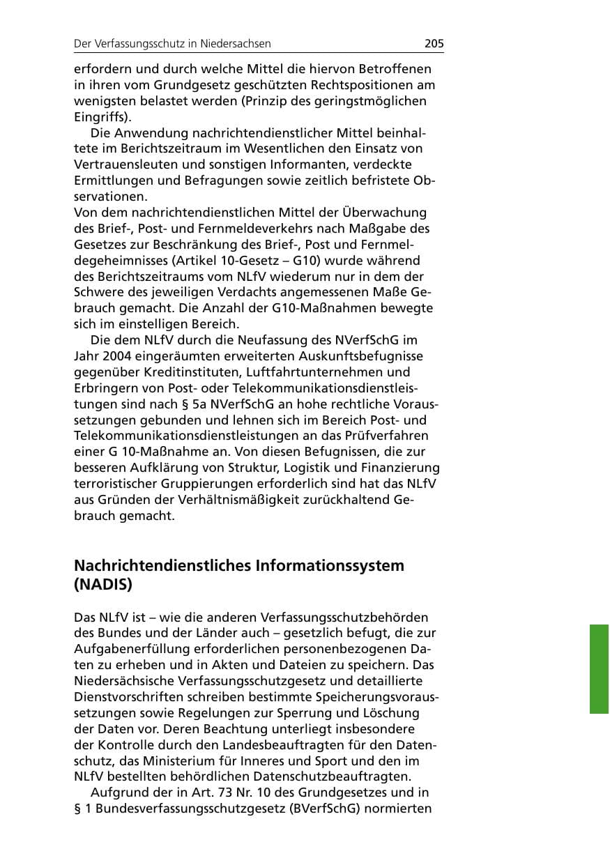 Seite 205 des Verfassungsschutzbericht 2005 Niedersachsen