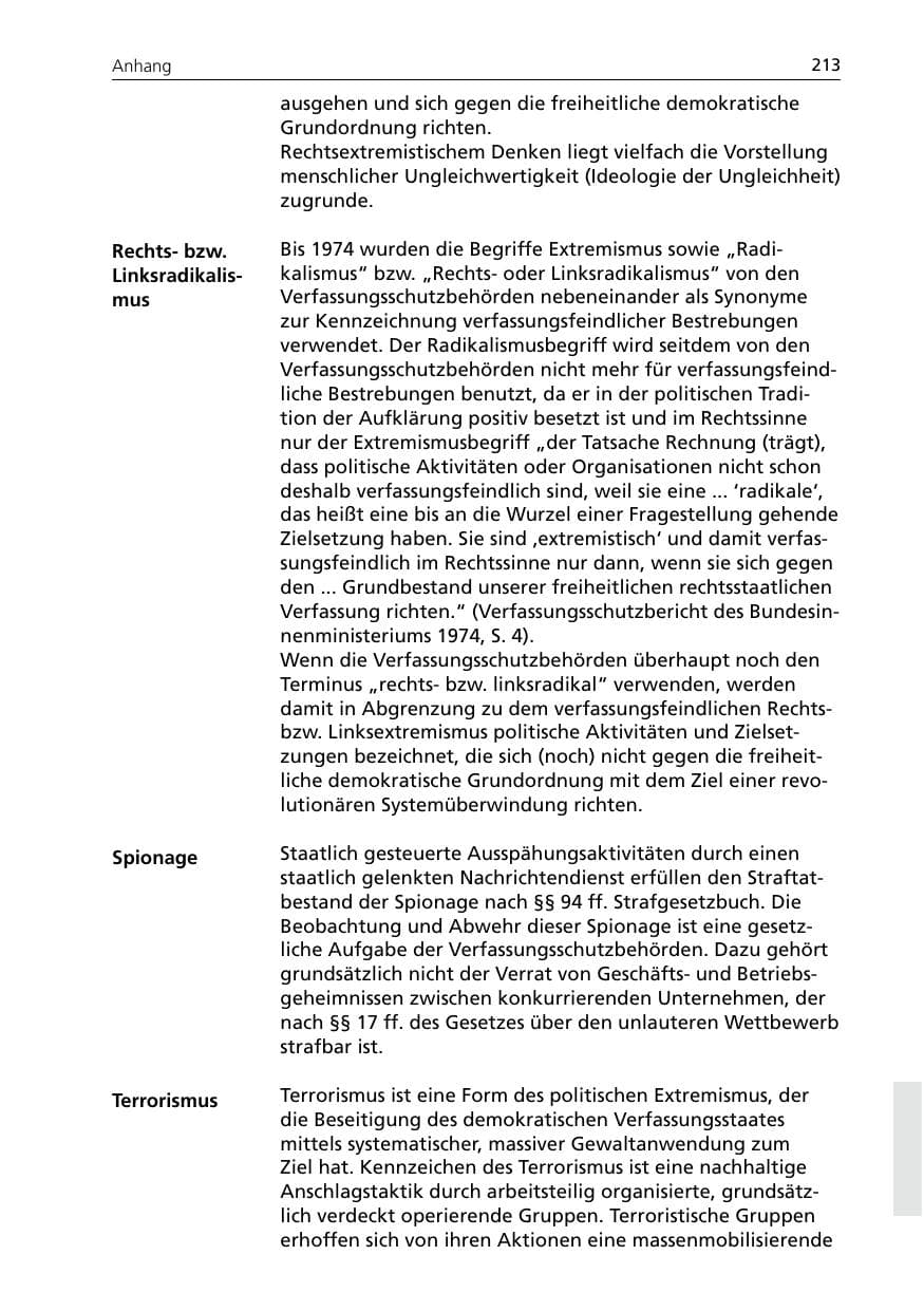 Seite 213 des Verfassungsschutzbericht 2005 Niedersachsen