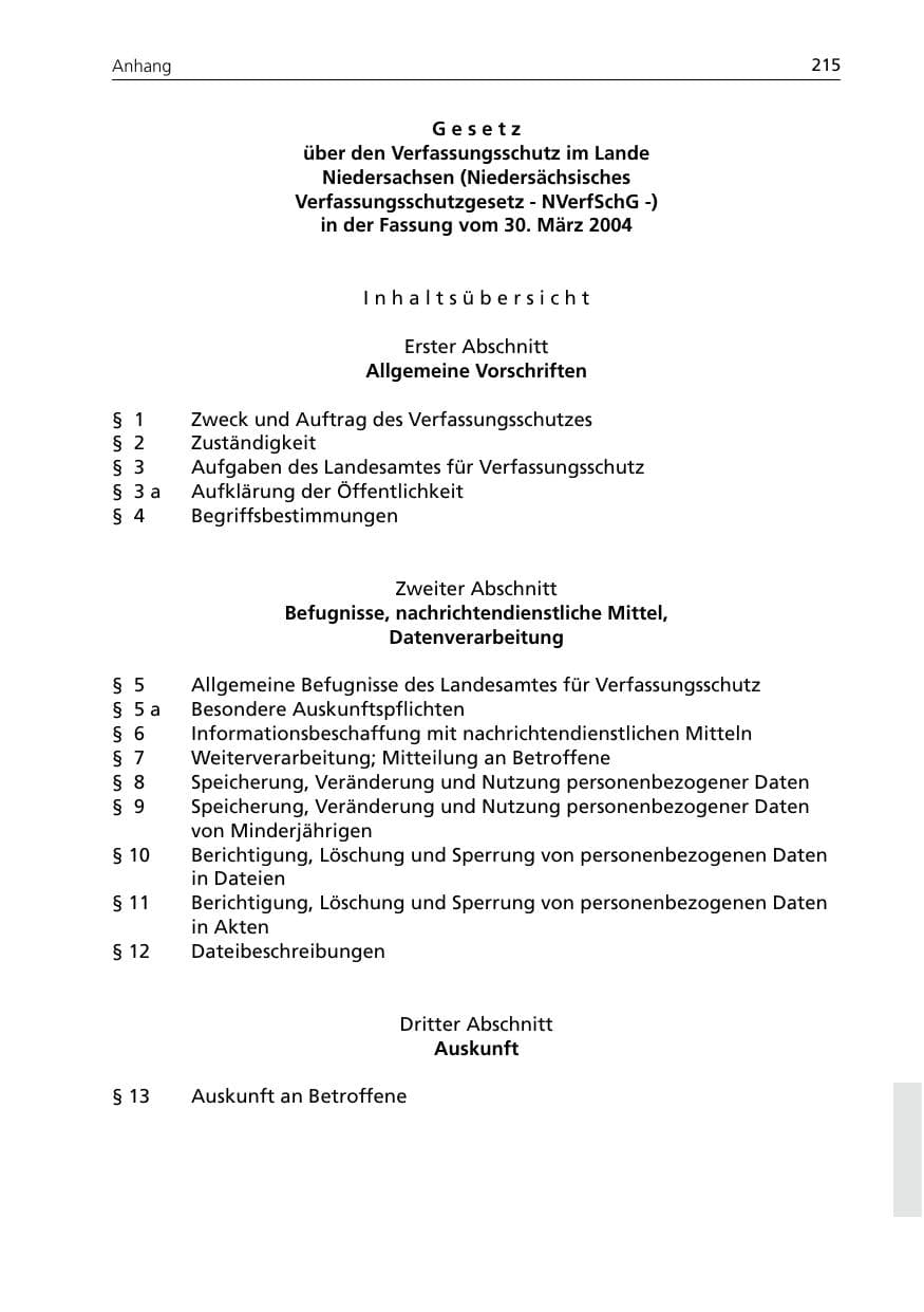 Seite 215 des Verfassungsschutzbericht 2005 Niedersachsen