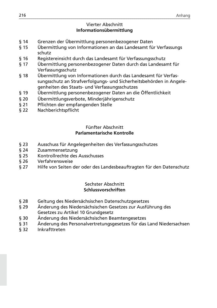 Seite 216 des Verfassungsschutzbericht 2005 Niedersachsen