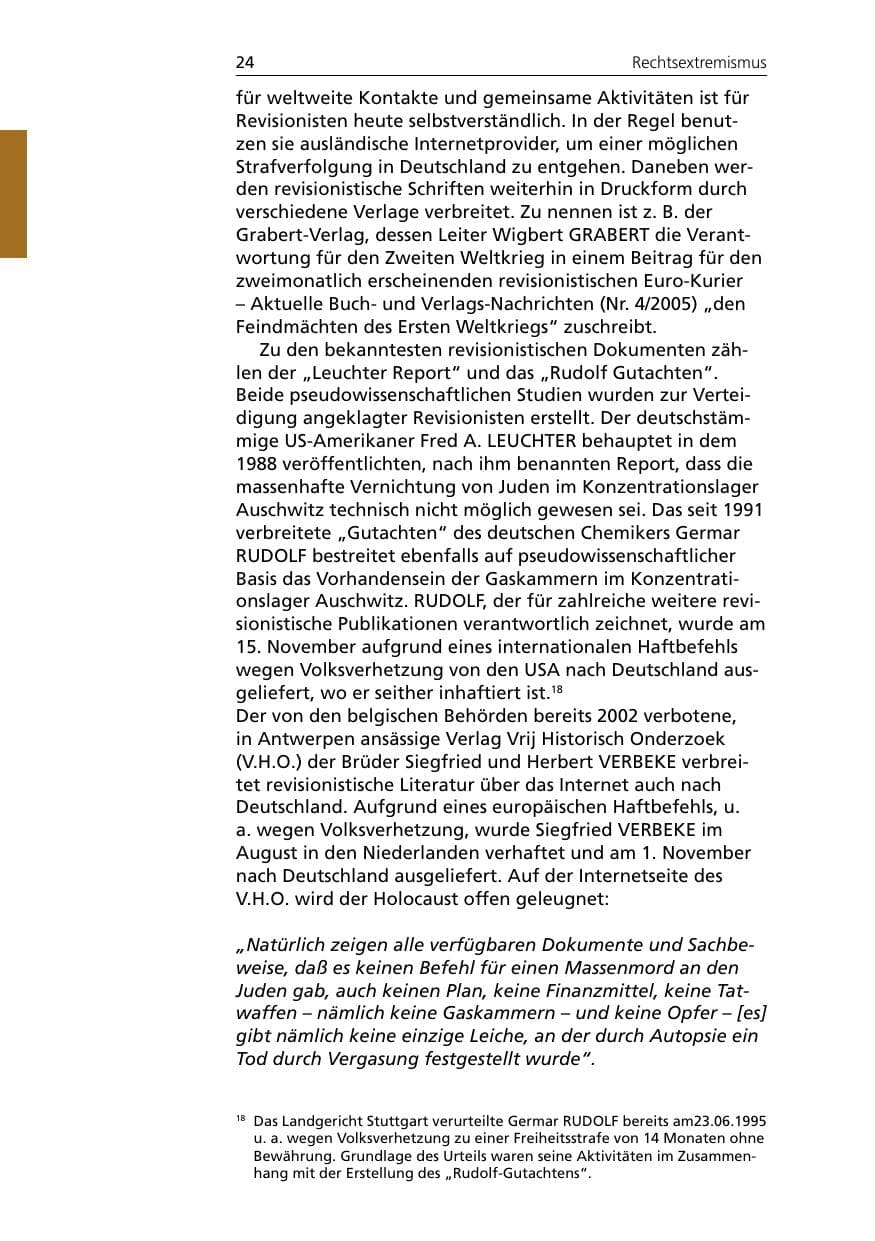 Seite 24 des Verfassungsschutzbericht 2005 Niedersachsen