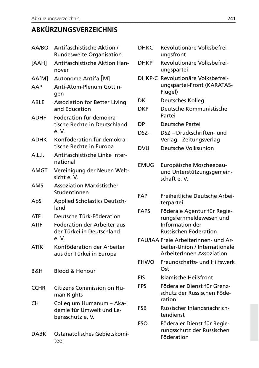 Seite 241 des Verfassungsschutzbericht 2005 Niedersachsen