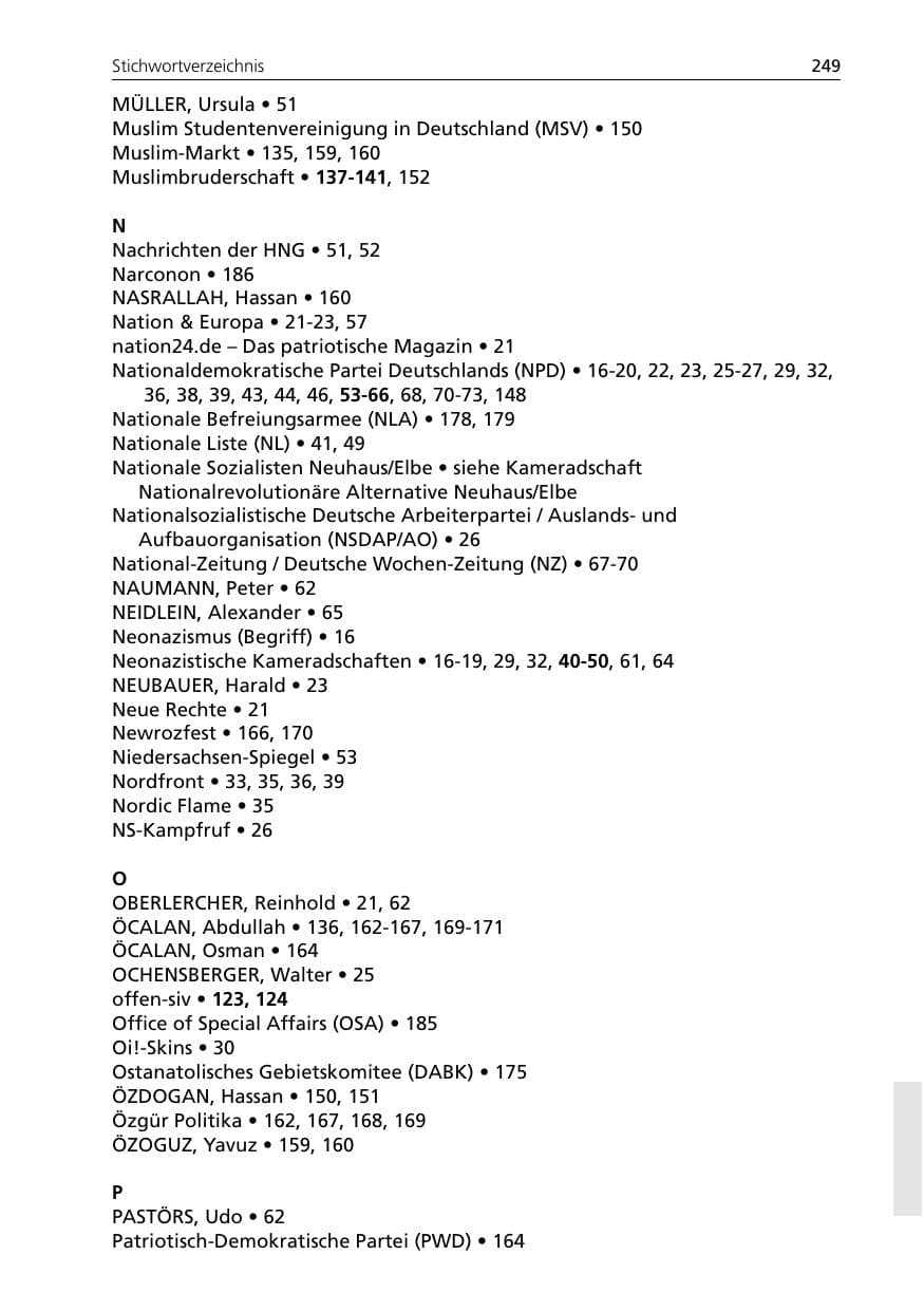 Seite 249 des Verfassungsschutzbericht 2005 Niedersachsen