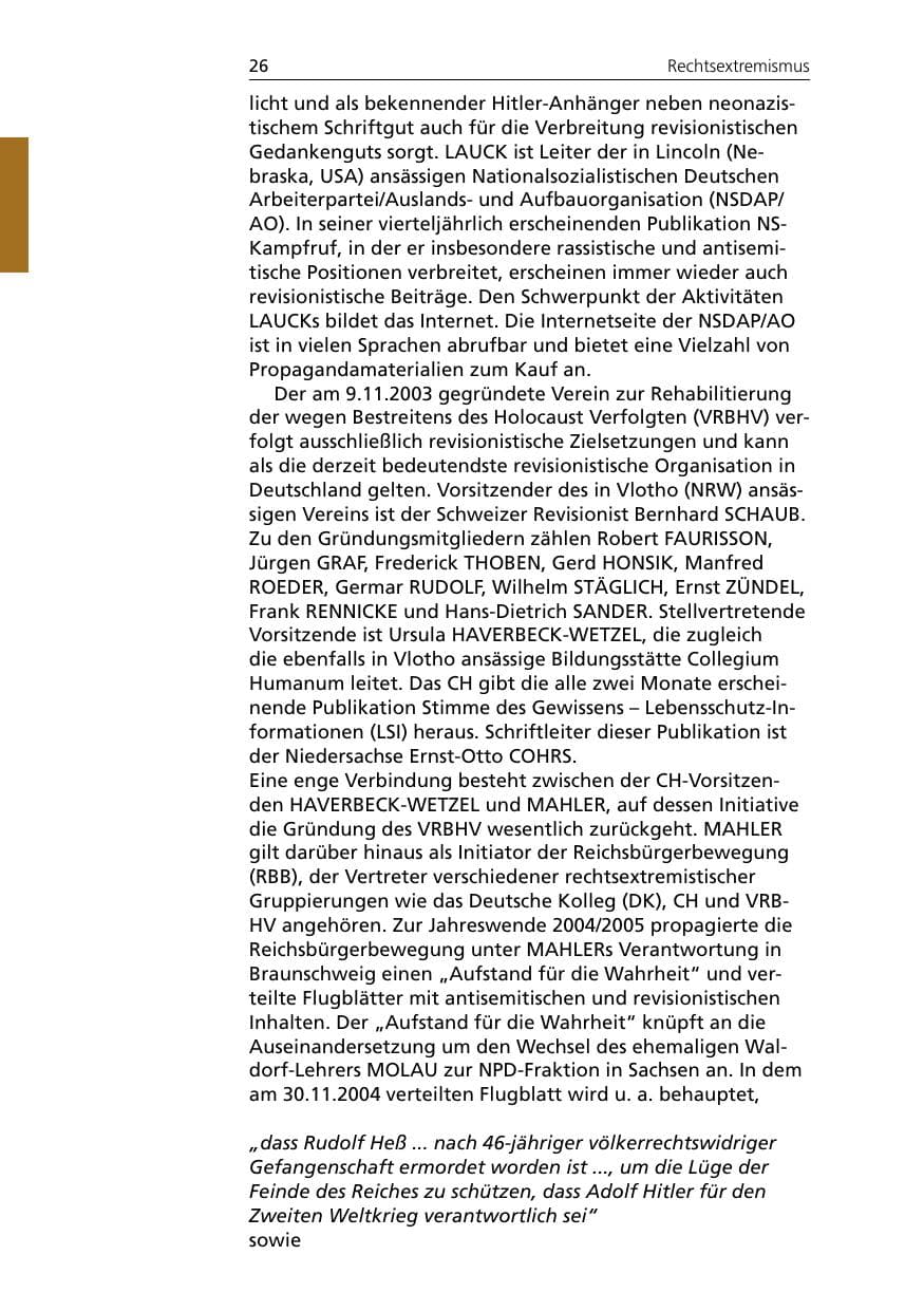 Seite 26 des Verfassungsschutzbericht 2005 Niedersachsen
