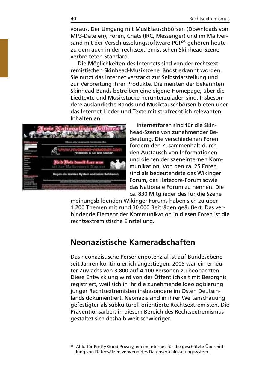 Seite 40 des Verfassungsschutzbericht 2005 Niedersachsen