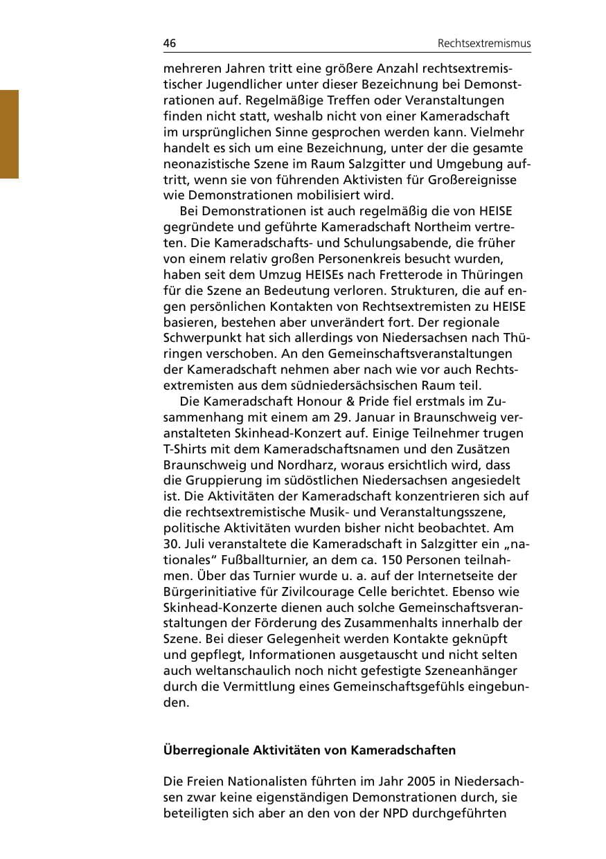 Seite 46 des Verfassungsschutzbericht 2005 Niedersachsen