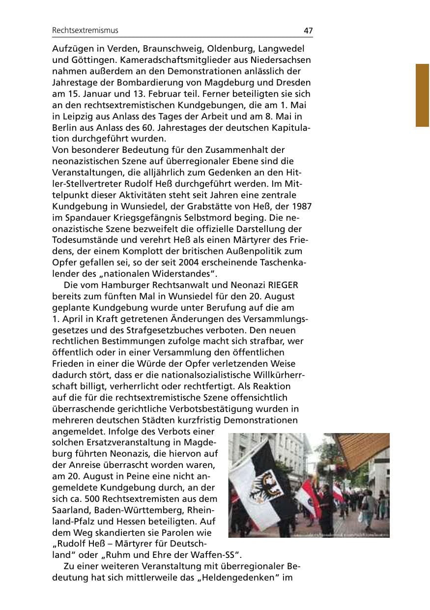 Seite 47 des Verfassungsschutzbericht 2005 Niedersachsen