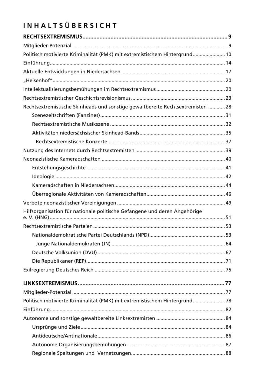 Seite 6 des Verfassungsschutzbericht 2005 Niedersachsen