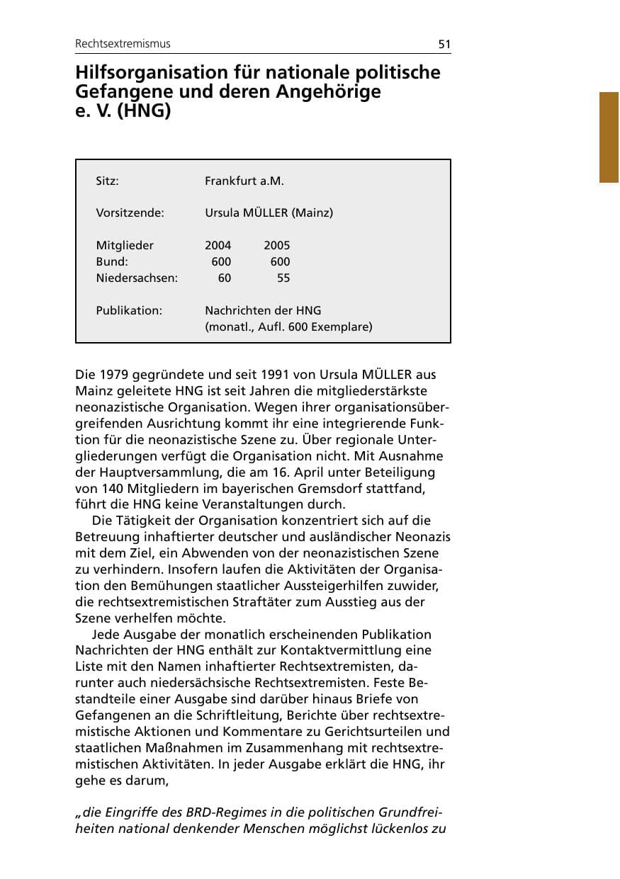 Seite 51 des Verfassungsschutzbericht 2005 Niedersachsen