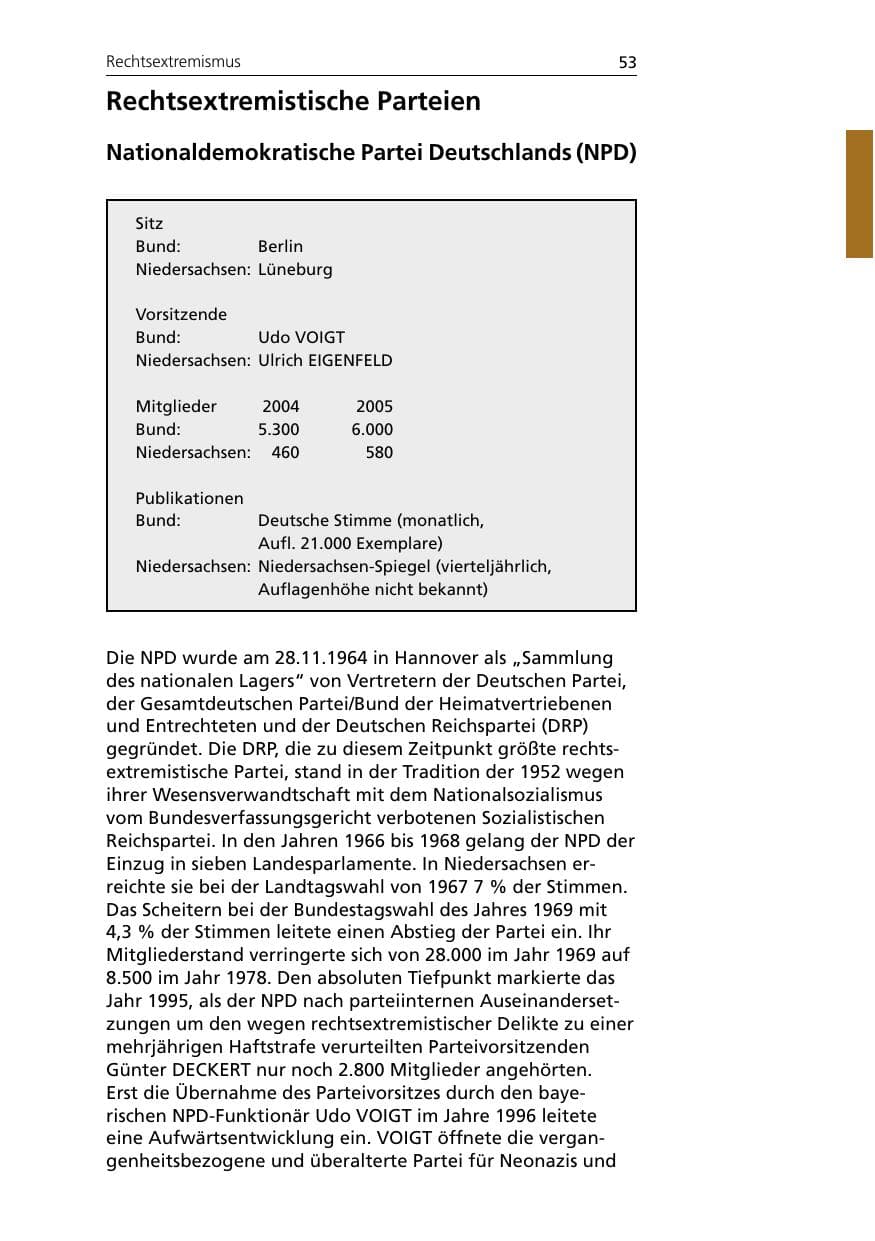 Seite 53 des Verfassungsschutzbericht 2005 Niedersachsen