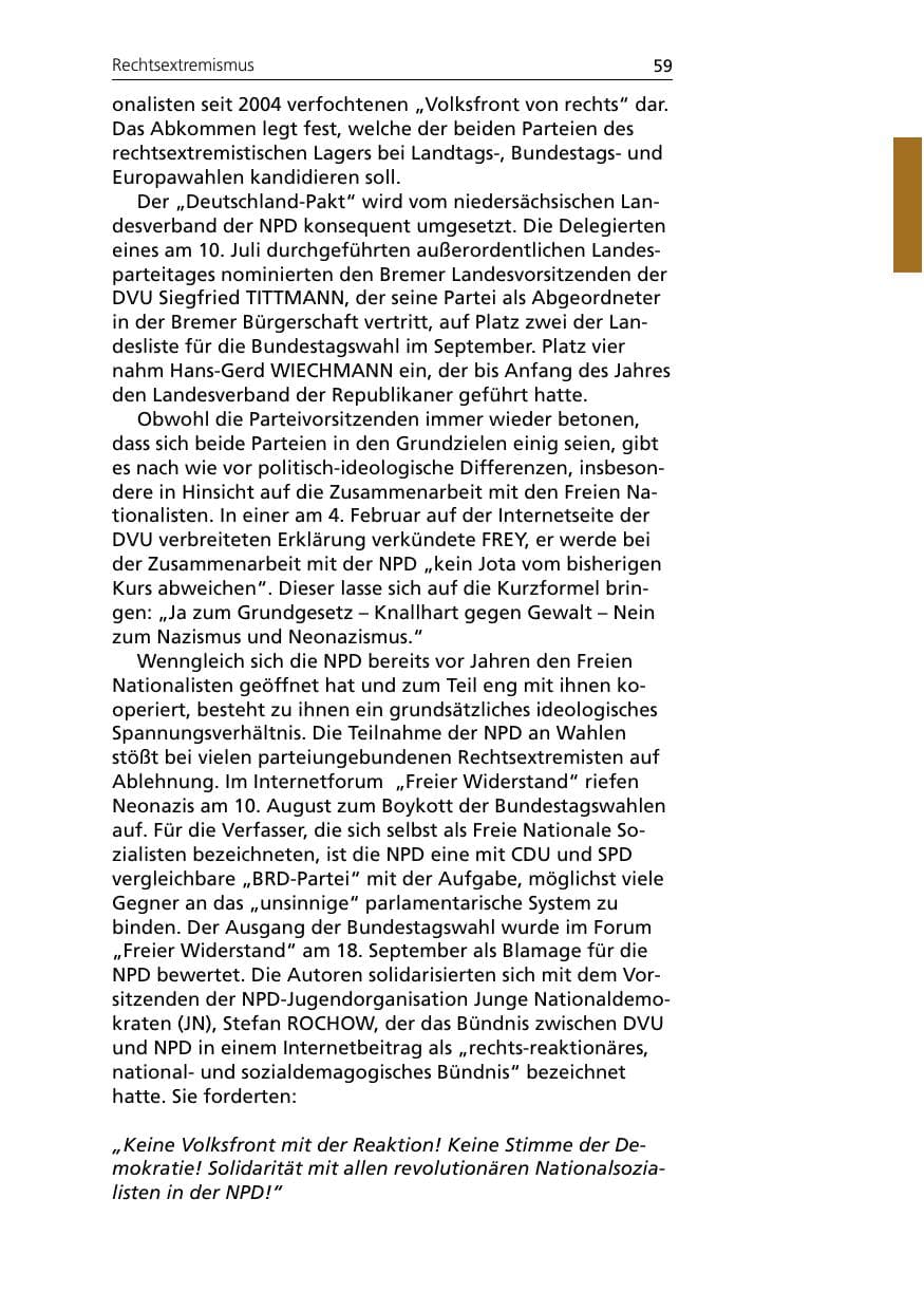 Seite 59 des Verfassungsschutzbericht 2005 Niedersachsen