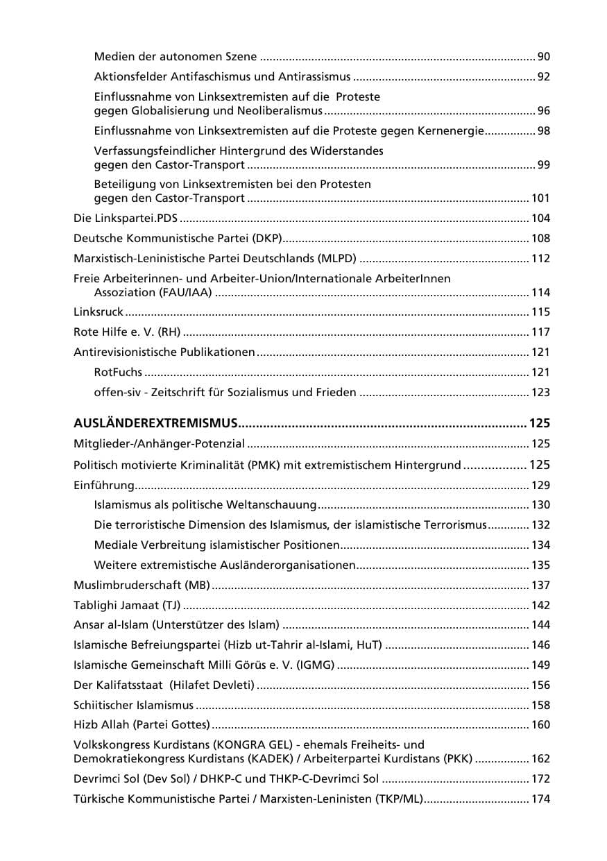 Seite 7 des Verfassungsschutzbericht 2005 Niedersachsen