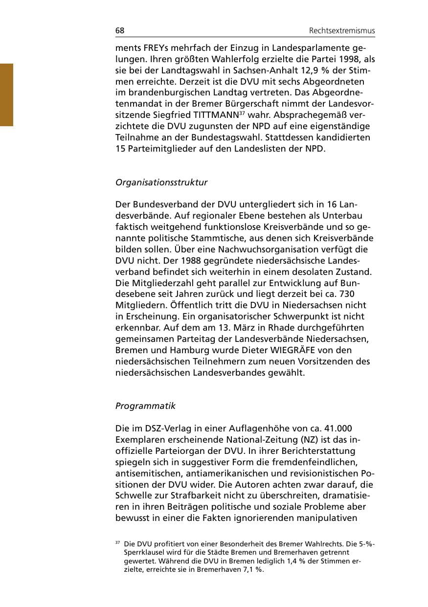 Seite 68 des Verfassungsschutzbericht 2005 Niedersachsen
