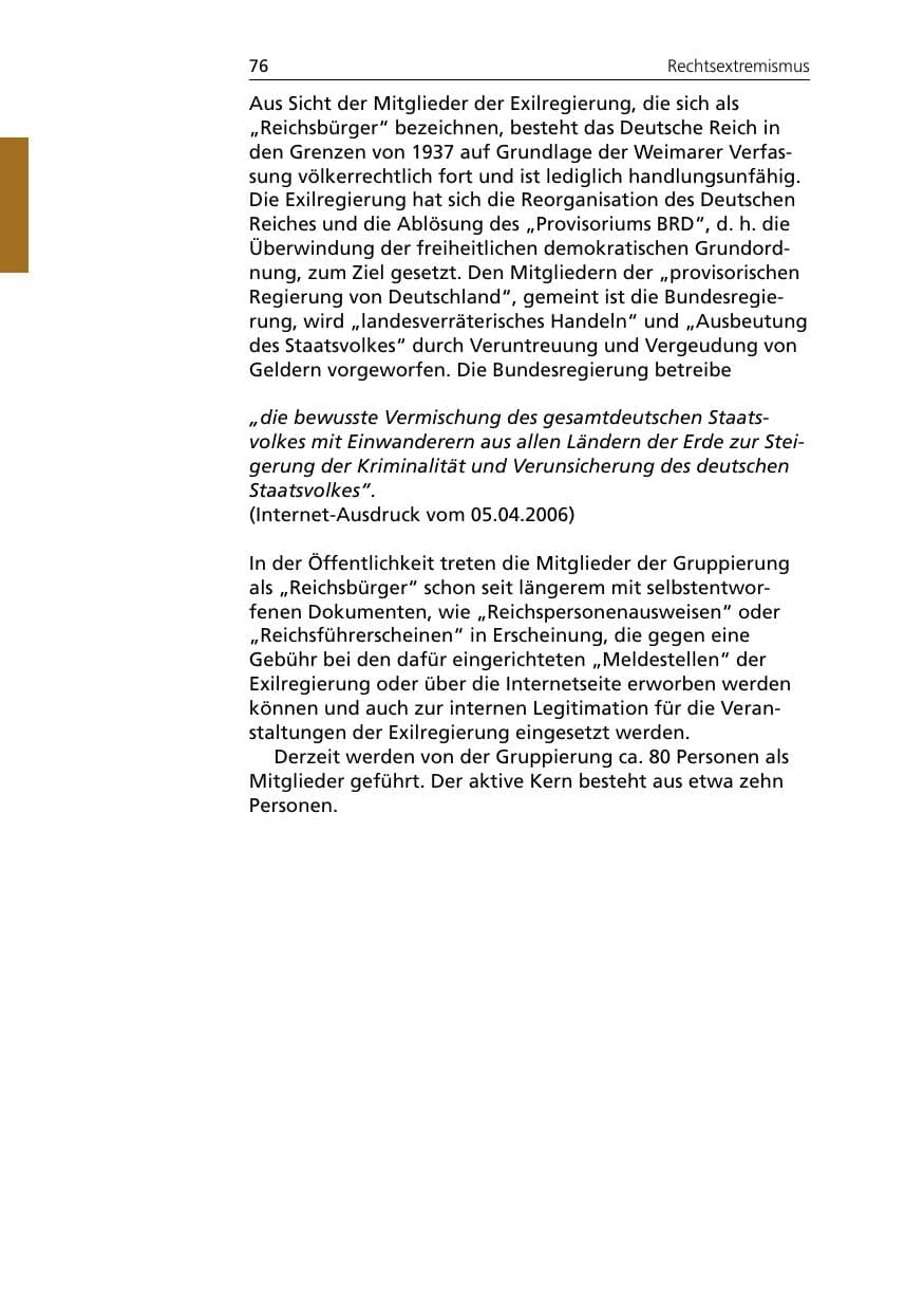 Seite 76 des Verfassungsschutzbericht 2005 Niedersachsen
