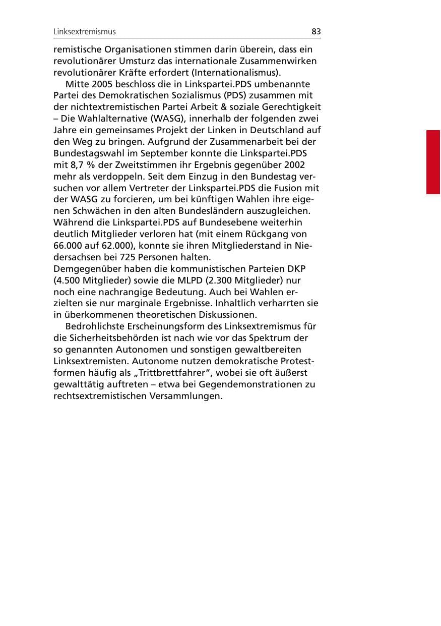 Seite 83 des Verfassungsschutzbericht 2005 Niedersachsen