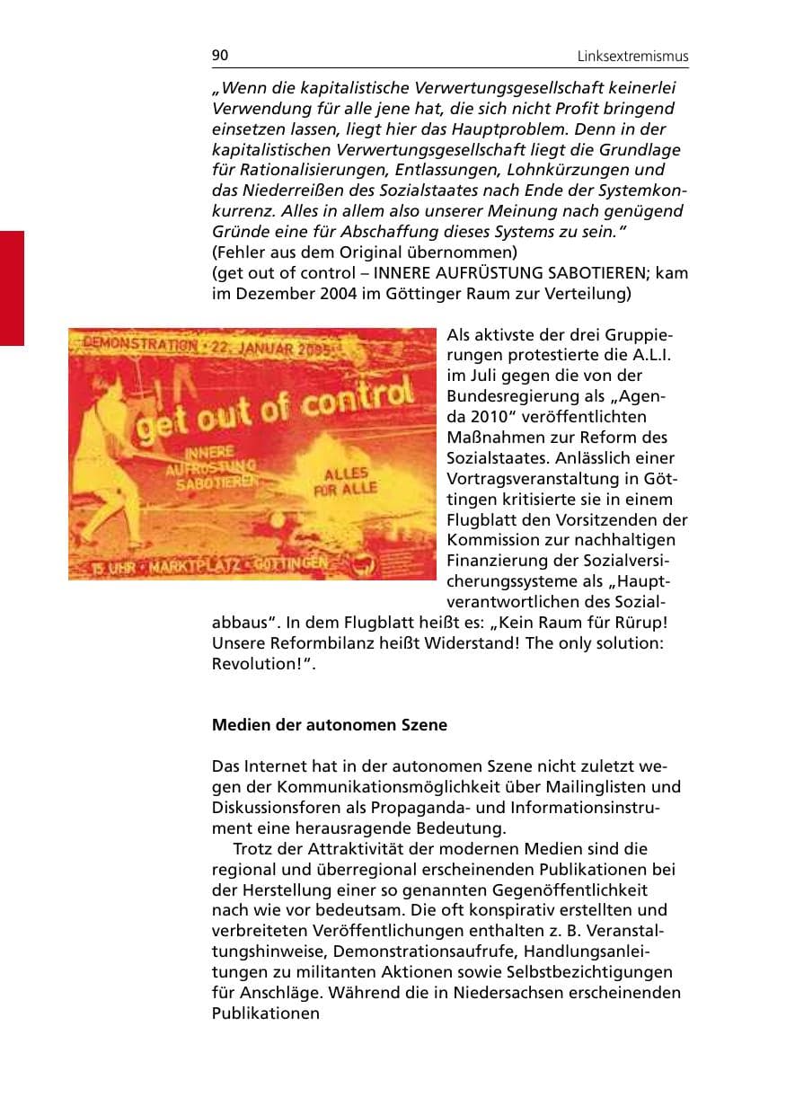 Seite 90 des Verfassungsschutzbericht 2005 Niedersachsen