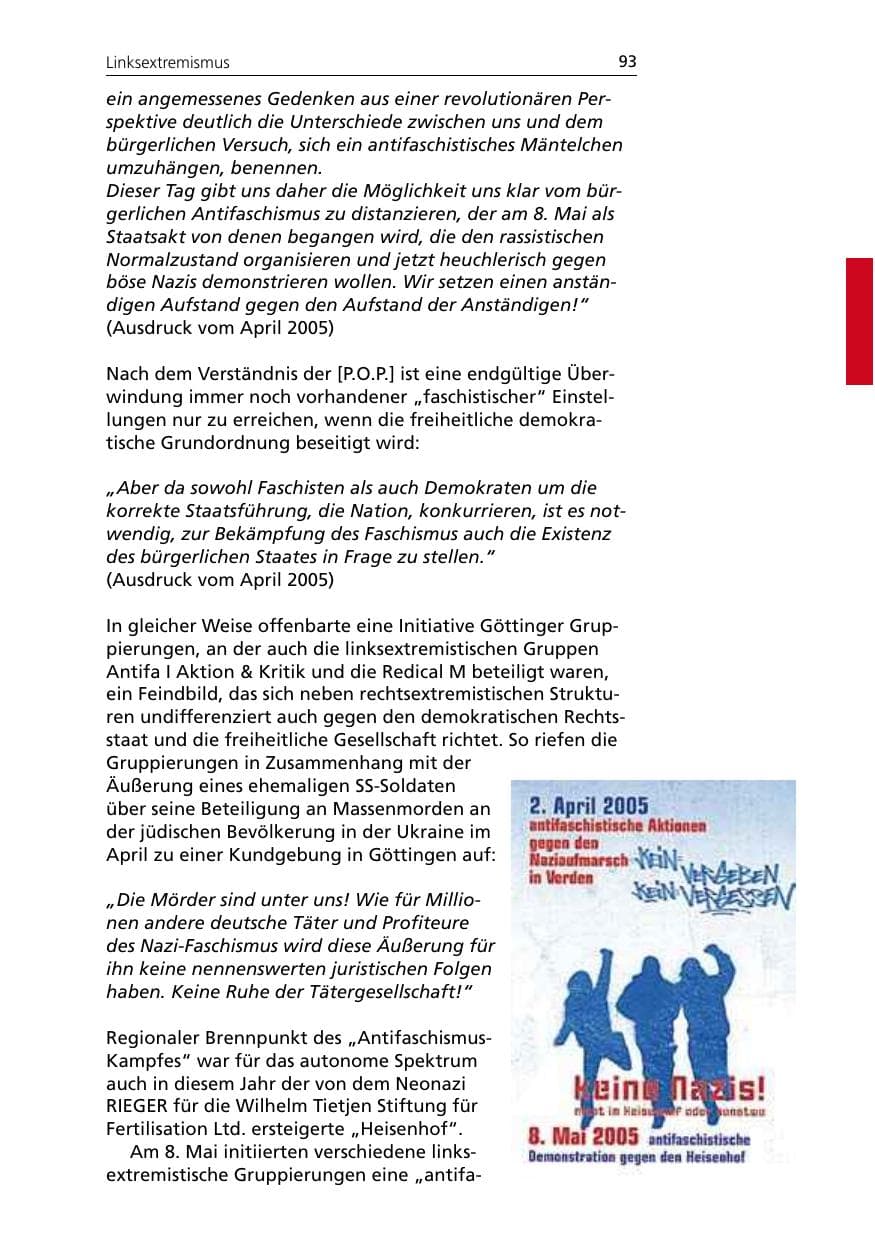 Seite 93 des Verfassungsschutzbericht 2005 Niedersachsen