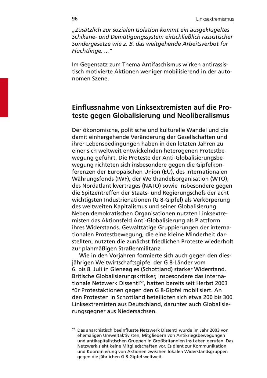 Seite 96 des Verfassungsschutzbericht 2005 Niedersachsen