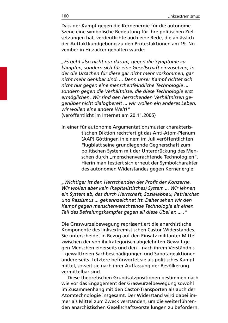 Seite 100 des Verfassungsschutzbericht 2005 Niedersachsen