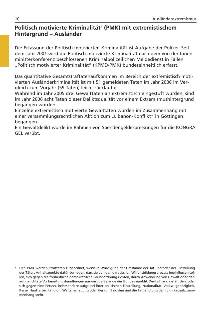 Seite 11 des Verfassungsschutzbericht 2006 Niedersachsen