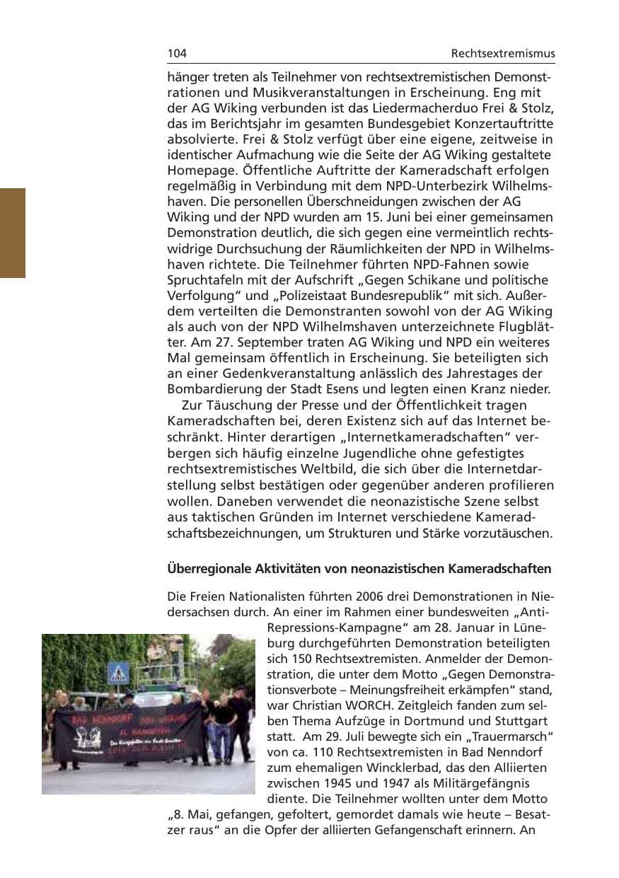 Seite 105 des Verfassungsschutzbericht 2006 Niedersachsen