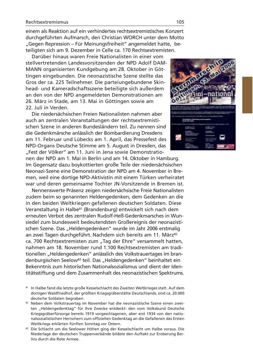 Seite 106 des Verfassungsschutzbericht 2006 Niedersachsen