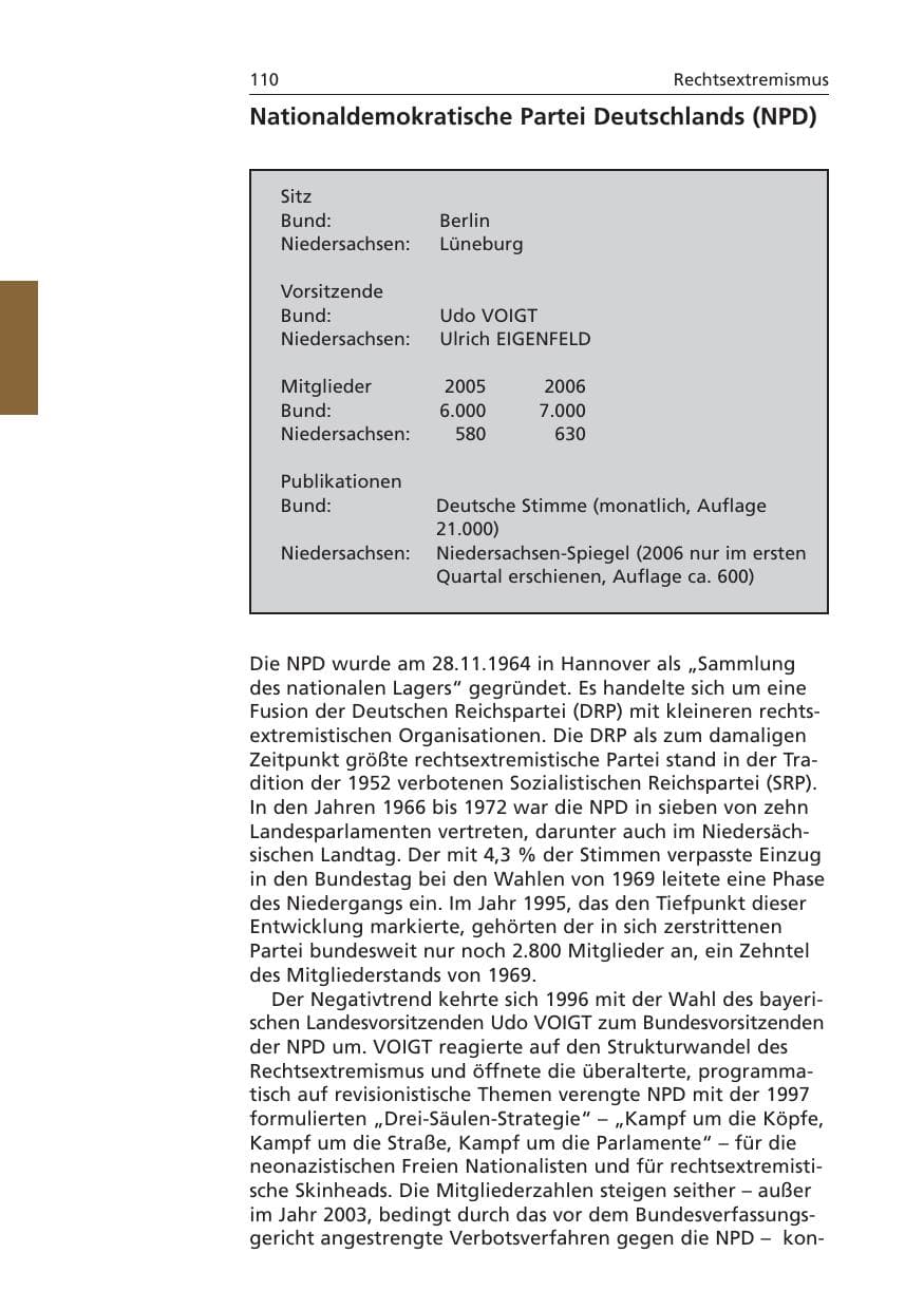 Seite 111 des Verfassungsschutzbericht 2006 Niedersachsen