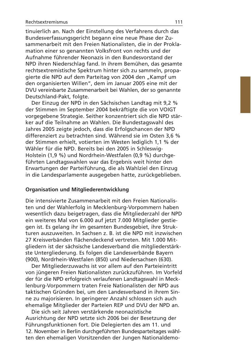 Seite 112 des Verfassungsschutzbericht 2006 Niedersachsen