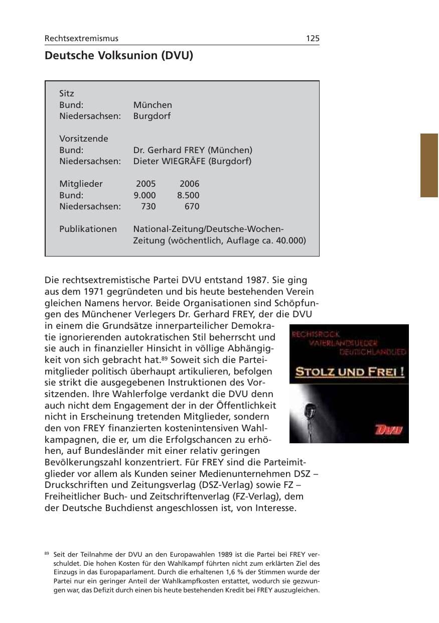 Seite 126 des Verfassungsschutzbericht 2006 Niedersachsen
