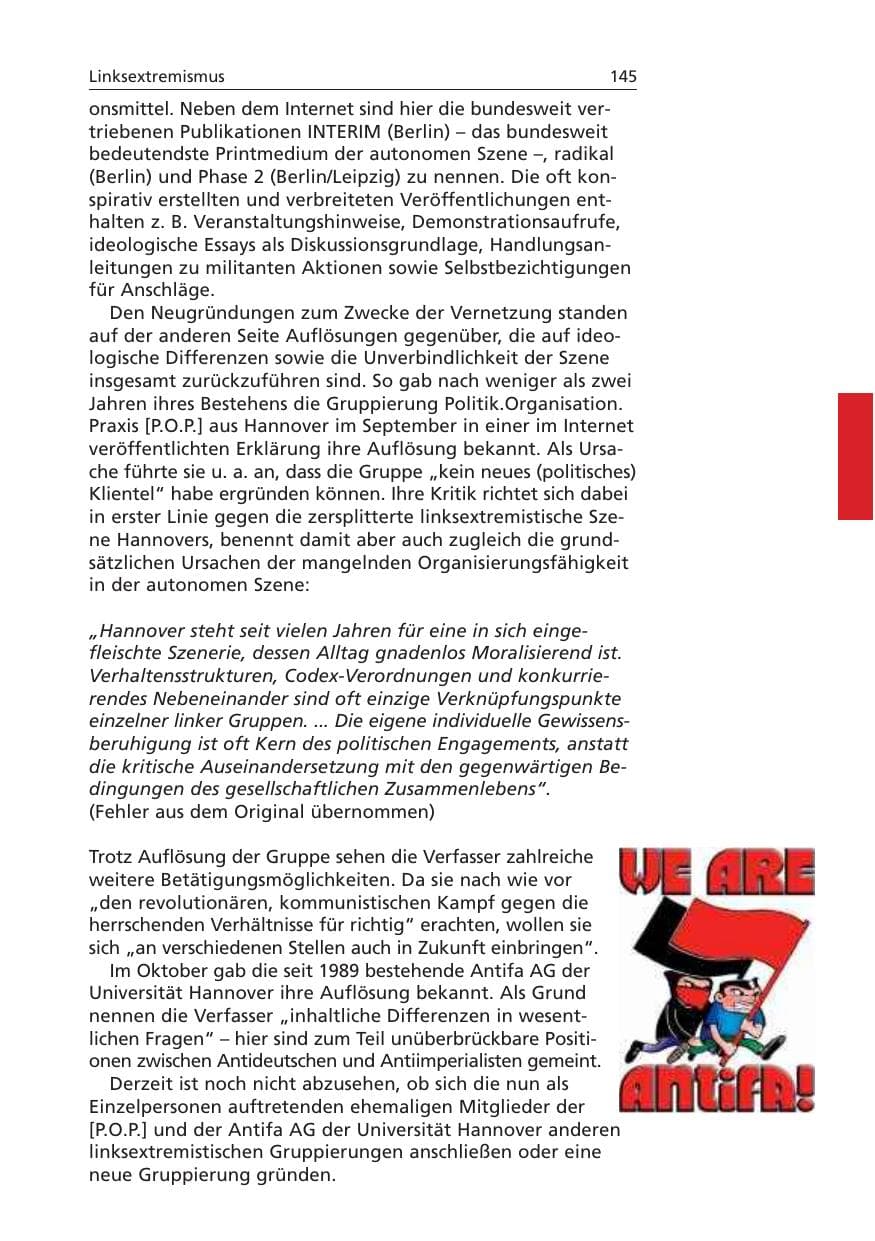 Seite 146 des Verfassungsschutzbericht 2006 Niedersachsen