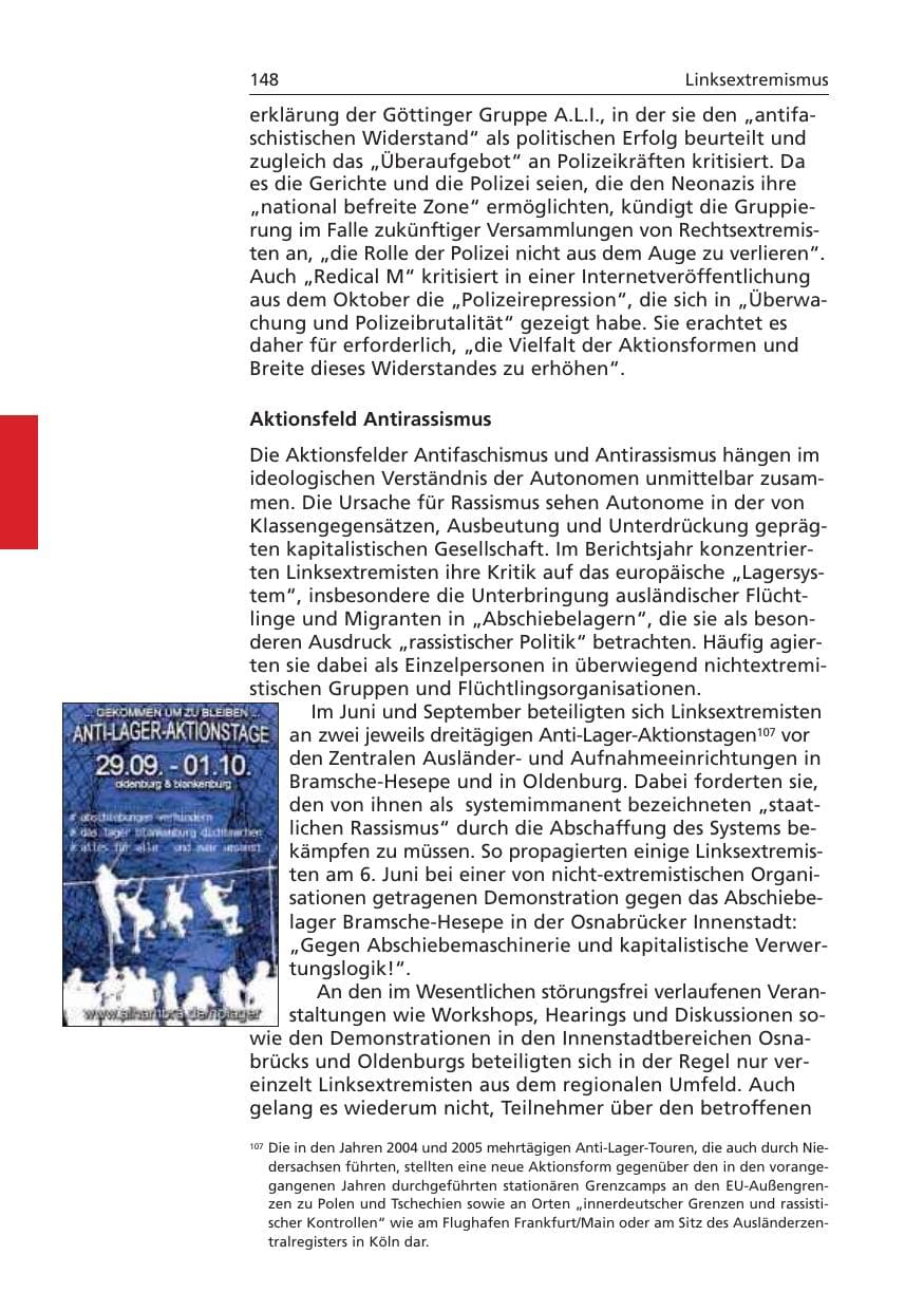 Seite 149 des Verfassungsschutzbericht 2006 Niedersachsen
