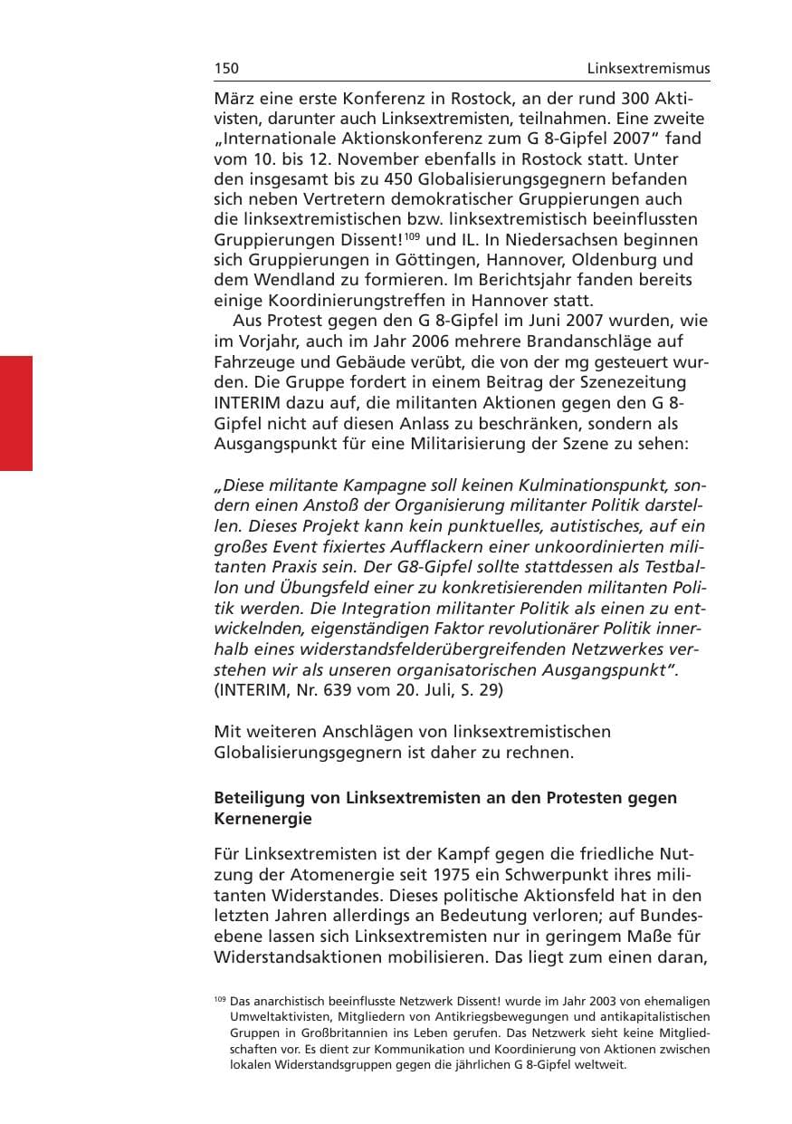 Seite 151 des Verfassungsschutzbericht 2006 Niedersachsen