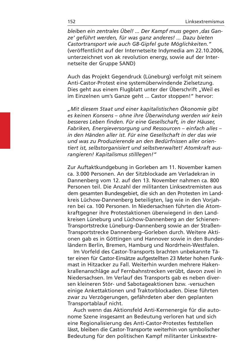 Seite 153 des Verfassungsschutzbericht 2006 Niedersachsen